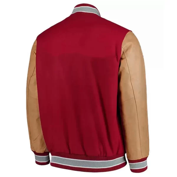 Ohio State Buckeyes Red & Beige Wool & Leather Full-Snap Varsity Jacket