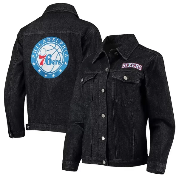 Philadelphia 76ers Patch Denim Button-Up Jacket