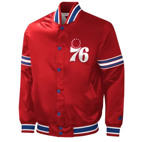 Philadelphia 76ers Slider Red Varsity Satin Jacket