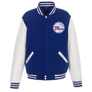 Philadelphia 76ers Varsity Full-Snap Wool & Leather Jacket