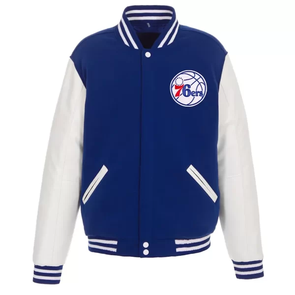 Philadelphia 76ers Varsity Full-Snap Wool & Leather Jacket