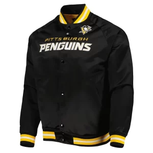 Pittsburgh Penguins Varsity Black Satin Jacket