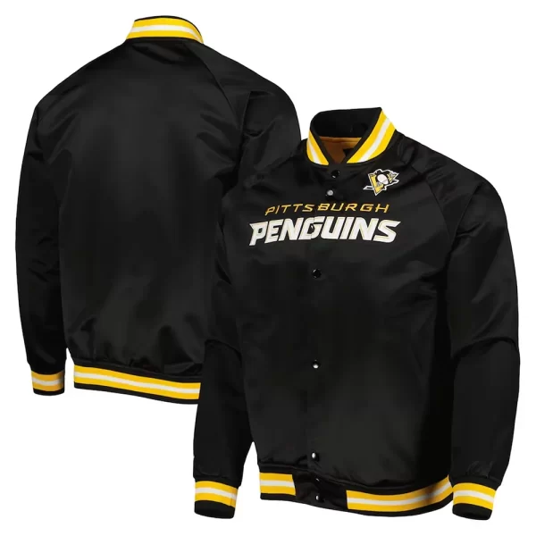 Pittsburgh Penguins Varsity Satin Black Jacket