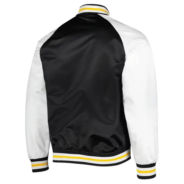 Prime Time Boston Bruins Satin Black & White Full-Snap Jacket