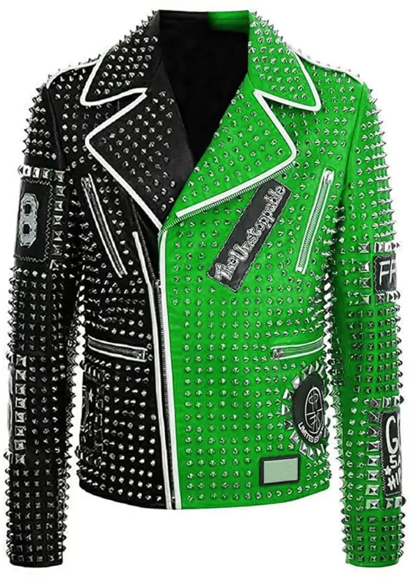 Punk Rock World Studded Biker Real Leather Jacket