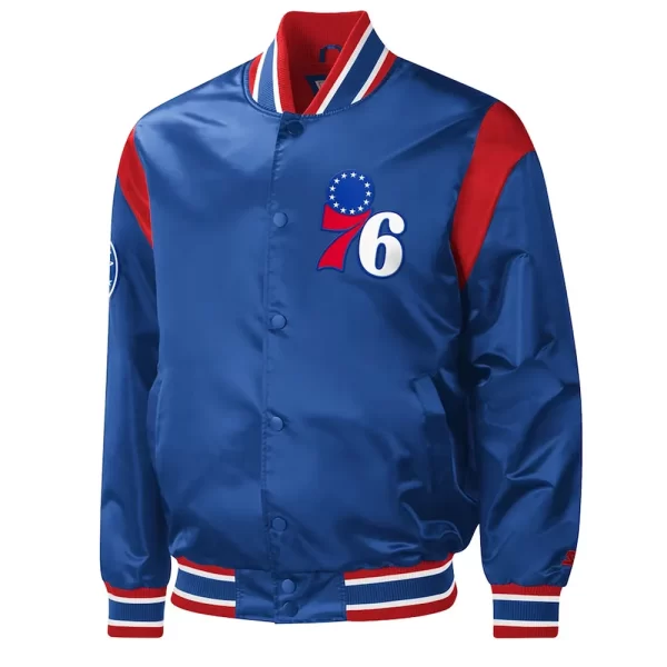 Royal Blue Philadelphia 76ers Force Play Satin Jacket