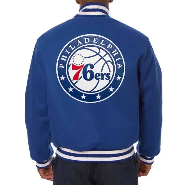 Royal Philadelphia 76ers Varsity Full-Snap All Wool Jacket