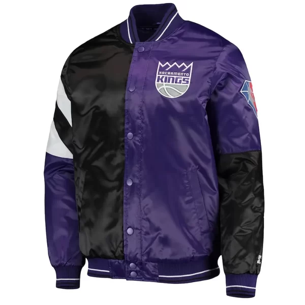 Sacramento Kings 75th Anniversary Leader Black and Purple Satin Jacket