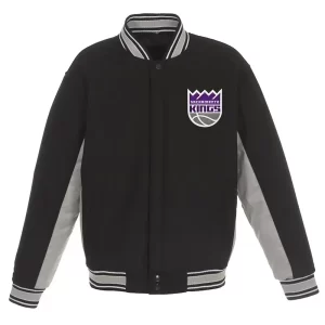 Sacramento Kings Accent Varsity Black Wool Jacket