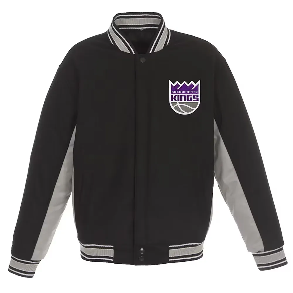 Sacramento Kings Accent Black Varsity Wool Jacket - A2 Jackets