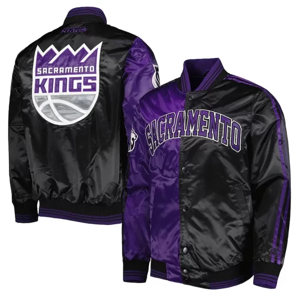 Sacramento Kings Purple & Black Fast Break Satin Jacket