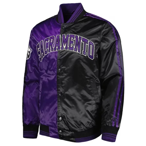 Sacramento Kings Purple and Black Fast Break Satin Jacket