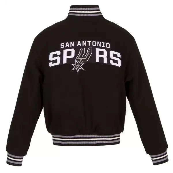 San Antonio Spurs Embroidered Black Varsity Full-Zip Wool Jacket