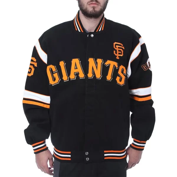 San Francisco Giants Embroidered Logo Black Varsity Wool Jacket