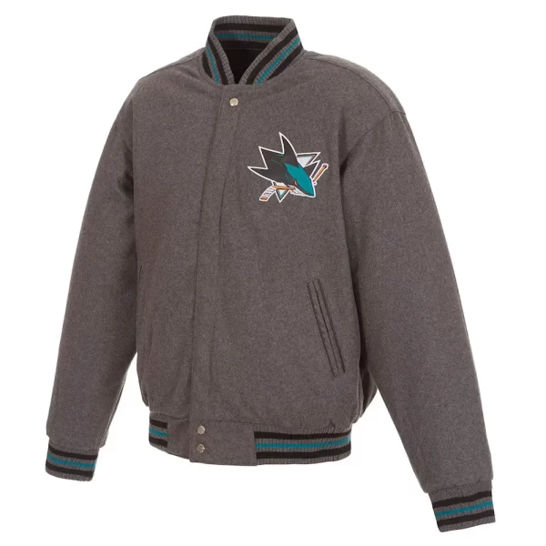 San Jose Sharks Gray Varsity Wool Jacket