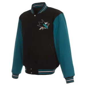 San Jose Sharks Teal and Black Varsity Wool Jacket