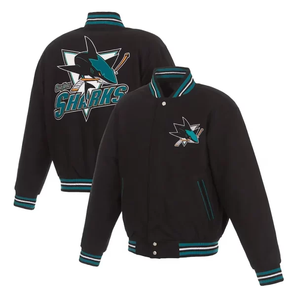 San Jose Sharks Varsity Black Wool Jacket