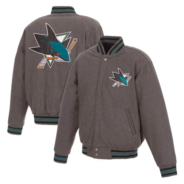 San Jose Sharks Varsity Gray Wool Jacket