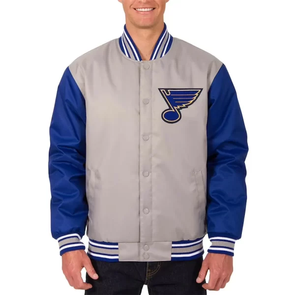 St. Louis Blues Front Hit Poly Twill Gray & Blue Jacket