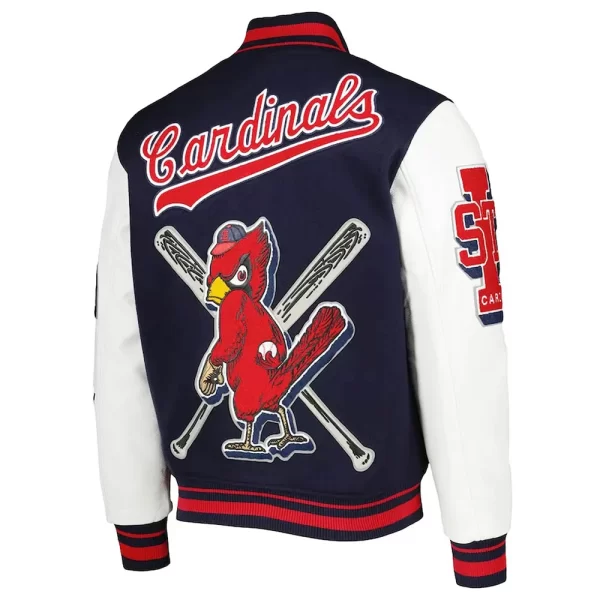 St. Louis Cardinals Mash Up Logo Navy and White Varsity Full-Zip Jacket