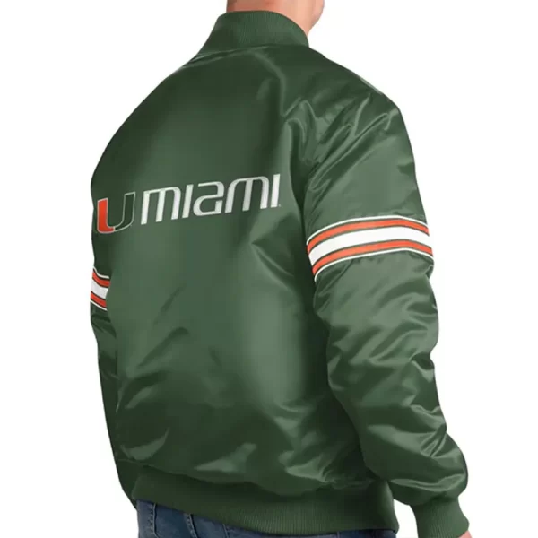 Starter Green Slider Miami Hurricanes Satin Full-Snap Jacket