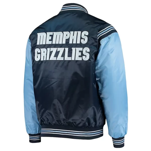 Starter Memphis Grizzlies The Enforcer Navy&Light Blue Full-Snap Satin Jacket