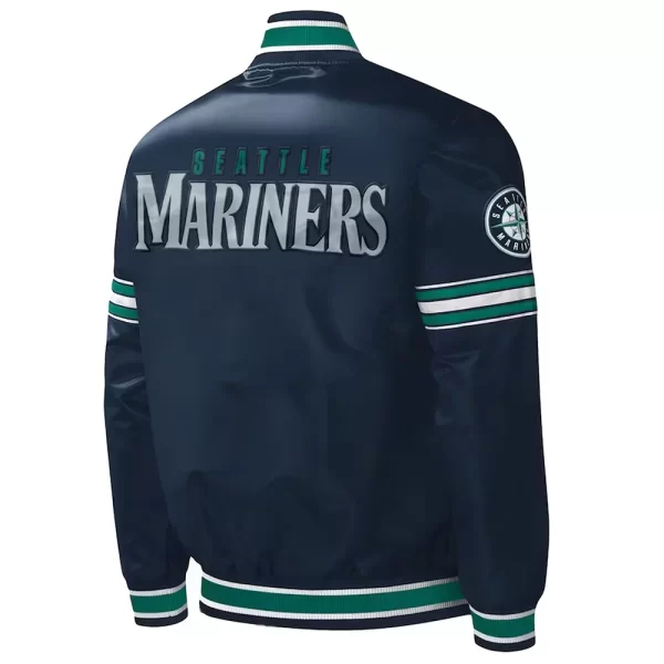 Starter Midfield Seattle Mariners Varsity Navy Blue Full-Snap Satin Jacket