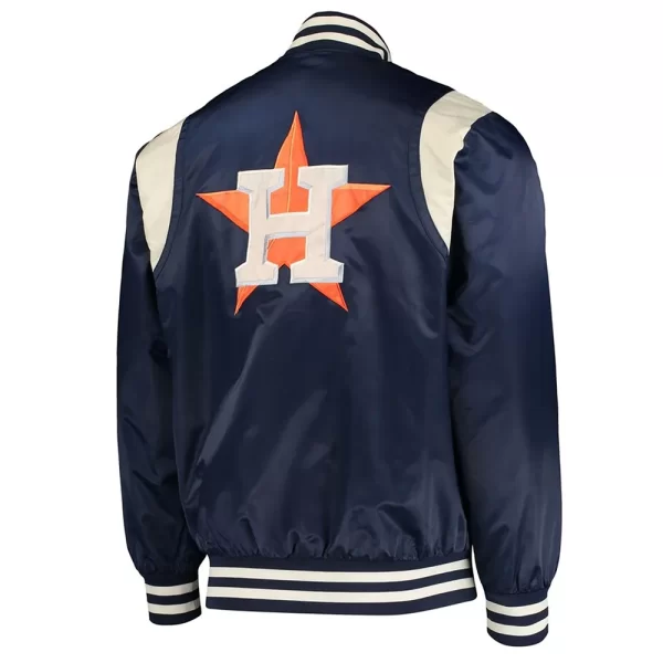 Starter Navy Blue & Cream Houston Astros Full-Snap Varsity Satin Jacket