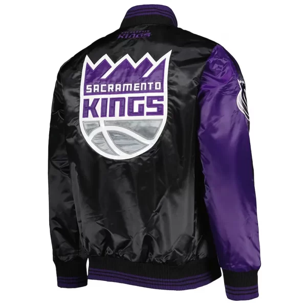 Starter Purple & Black Sacramento Kings Fast Break Varsity Full-Snap Satin Jacket