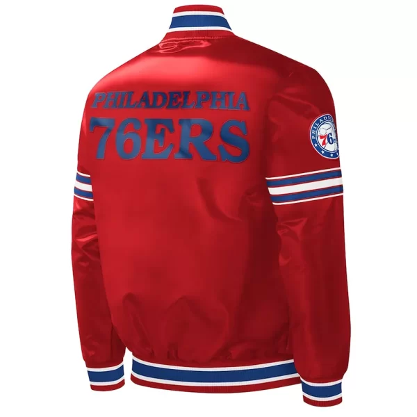 Starter Red Slider Philadelphia 76ers Full-Snap Satin Jacket