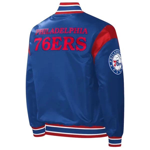 Starter Royal Philadelphia 76ers Force Play Varsity Full-Snap Satin Jacket