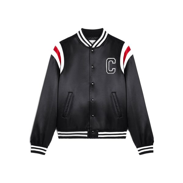 Taehyung-X-CelineTeddy-Logo-Appliquéd-Satin-Varsity-Jacket