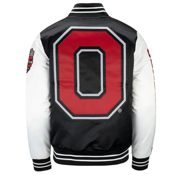 Team Origins Ohio State Buckeyes Black & White Varsity Full-Snap Satin Jacket