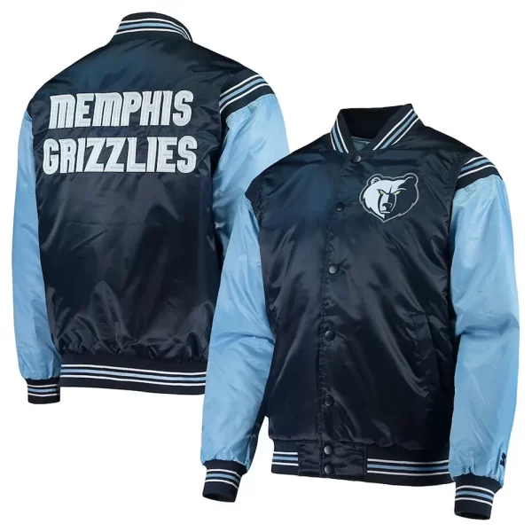 The Enforcer Memphis Grizzlies Navy & Light Blue Satin Jacket