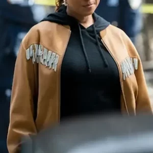 The Equalizer Queen Latifah Fringe Bomber Brown Jacket