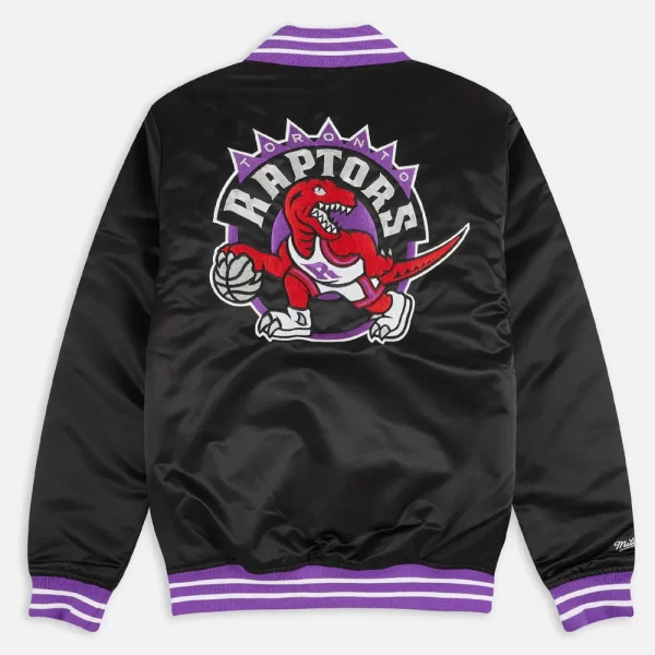 Toronto Raptors Full-Snap Bomber Black Heavyweight Satin Jacket