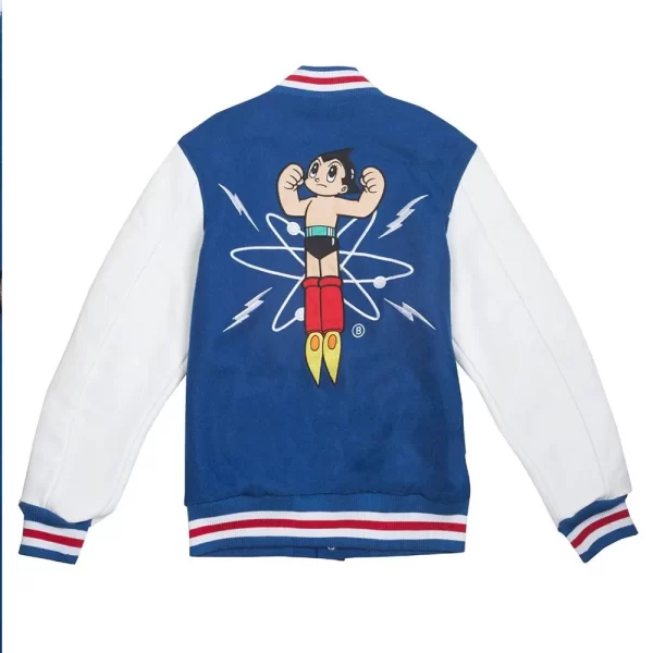 Astro Boy Blue and White Varsity Leather Full-Snap Jacket