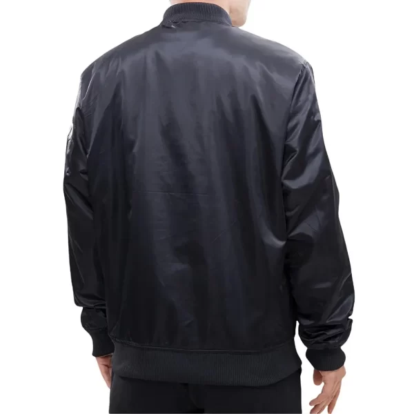 Black Brooklyn Nets Team Logo Full-Snap Satin Jacket