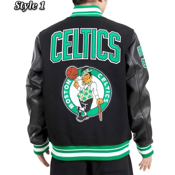 Boston Celtics Retro Classic Full-Snap Wool and Leather Varsity Jacket