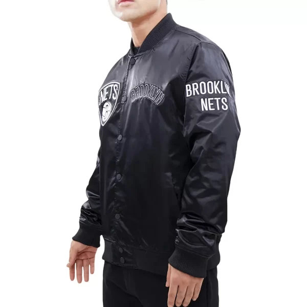 Brooklyn Nets Team Logo Black Satin Jacket