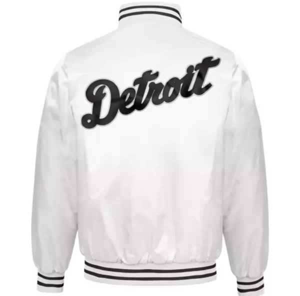 Detroit Tigers Old English D Patent White Varsity Jacket