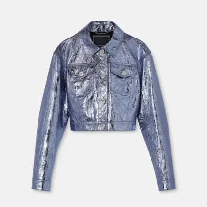 Dua Lipa Barbie Metallic Real Leather Jacket