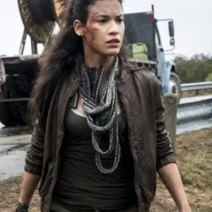 Fear The Walking Dead Luciana Galvez Leather Brown Jacket