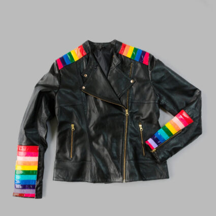 Gay Pride Black Leather Jacket