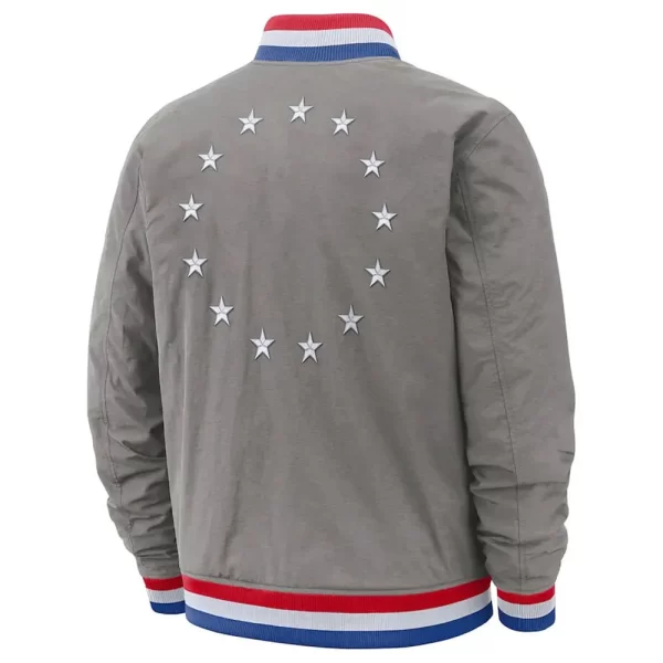 Gray Courtside Philadelphia 76ers City Edition Full-Zip Bomber Jacket