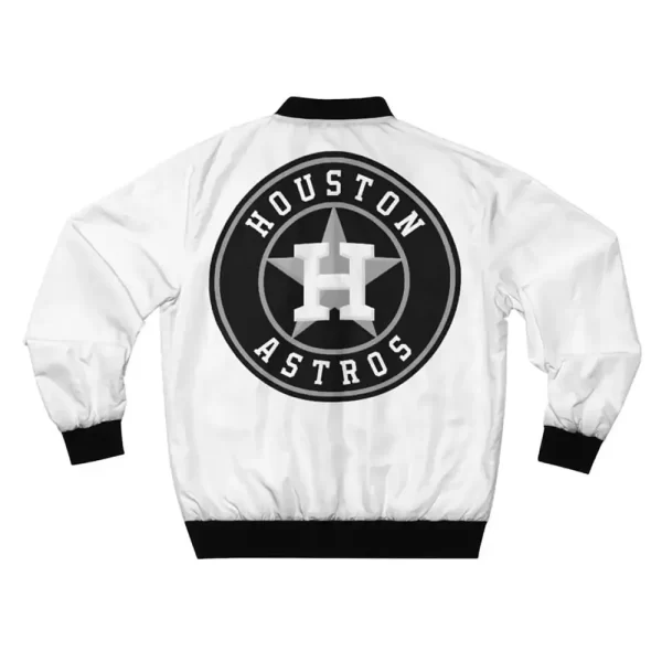 Houston Astros Satin Bomber Full-Zip White Jacket