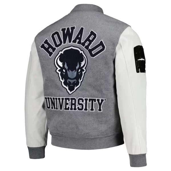 Howard Bison Classic Gray Varsity Wool & Leather Jacket