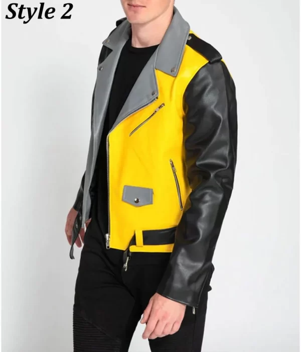 Men’s Asymmetrical Zipper Moto Style Leather Jacket