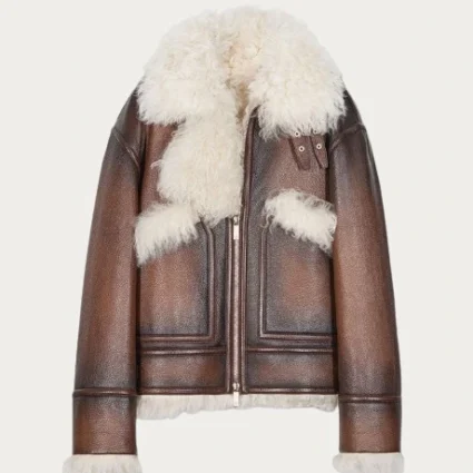 Mens Steve Harvey Shearling Brown Jacket