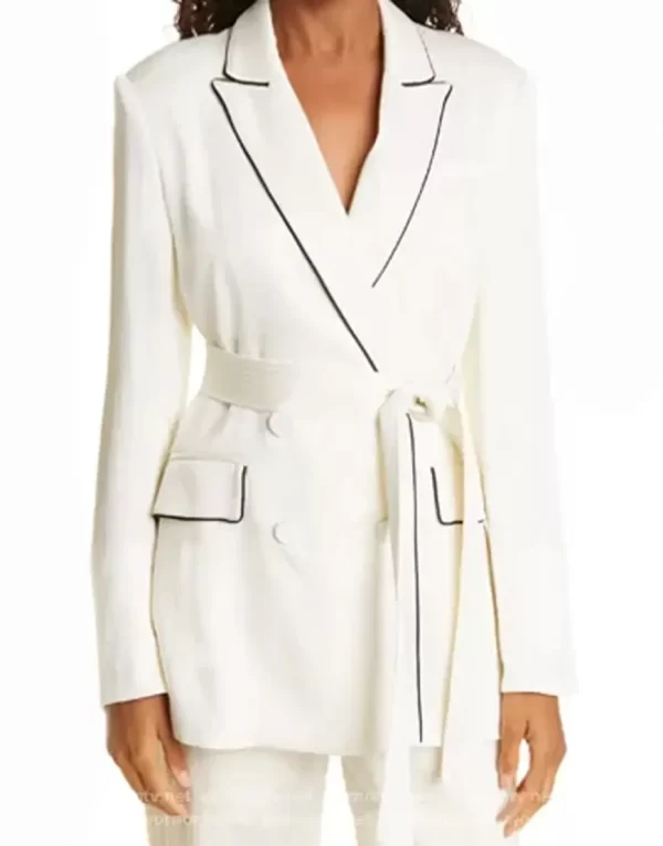 Monet Mazur Tv Series All American S04 Laura Baker White Belted Blazer